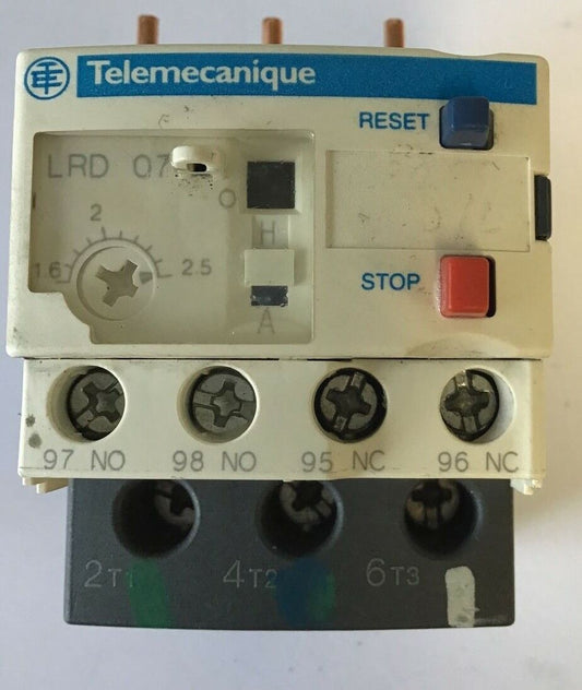 TELEMECANIQUE LRD 07 1.6-2.5A 690VAC 6KV  CLASS 10 OVER LOAD RELAY