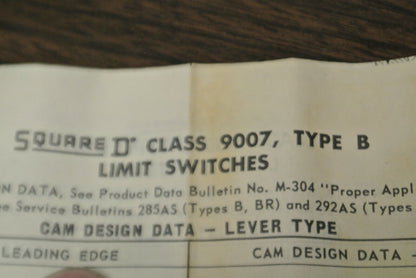 SQUARE D B53A2 HEAVY DUTY LIMIT SWITCH / 0-600V / 10A / NEW SURPLUS