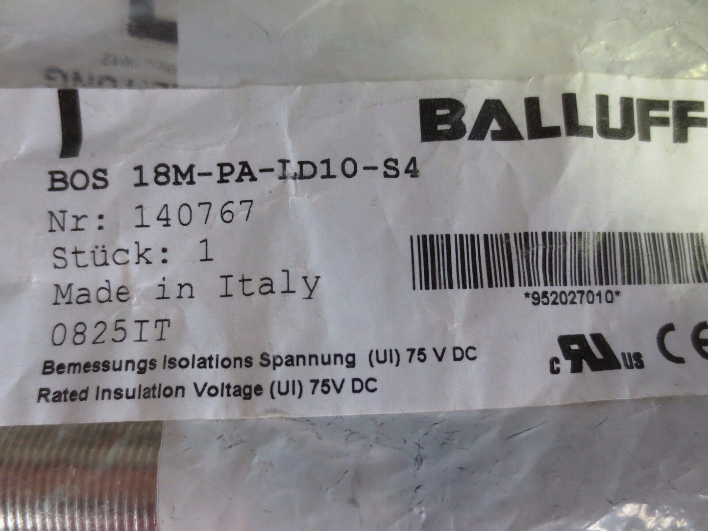 BALLUFF BOS 18M-PA-LD10-S4 PHOTOELECTRIC SENSOR 140767 - 75VDC - NEW SURPLUS