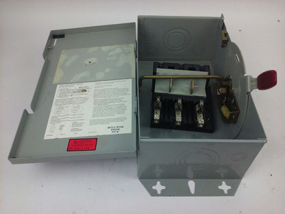 WESTINGHOUSE, HUN362, SAFETY SWITCH, 60A, 600V, 3P, TYPE 1 INDOOR, MISSING PARTS