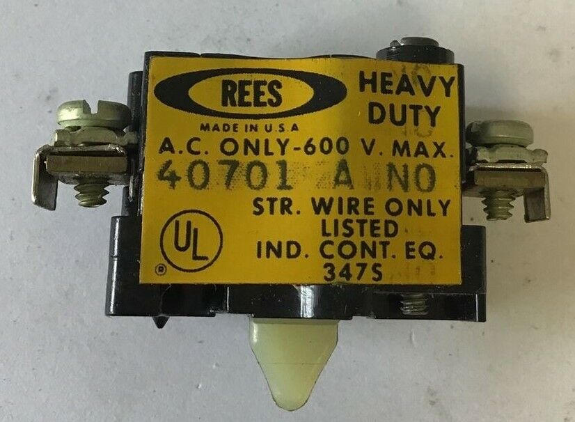 REES 40701 A NO AUXILIARY CONTACT 600VAC ***LOTOF4***