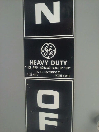GE THN3363J NON-FUSIBLE SAFETY SWITCH 3PH 100A 600V 100HP TYPE 1/12 ENCLOSURE