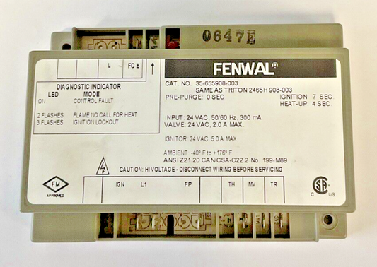 FENWAL 35-655908-003 IGNITION CONTROL CIRCUIT BOARD MODULE 24VAC 50/60HZ 2A