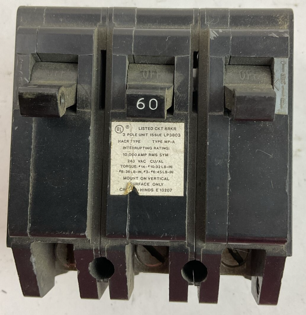 CROUSE-HINDS MP360 CIRCUIT BREAKER 60AMP 3POLE 240VAC