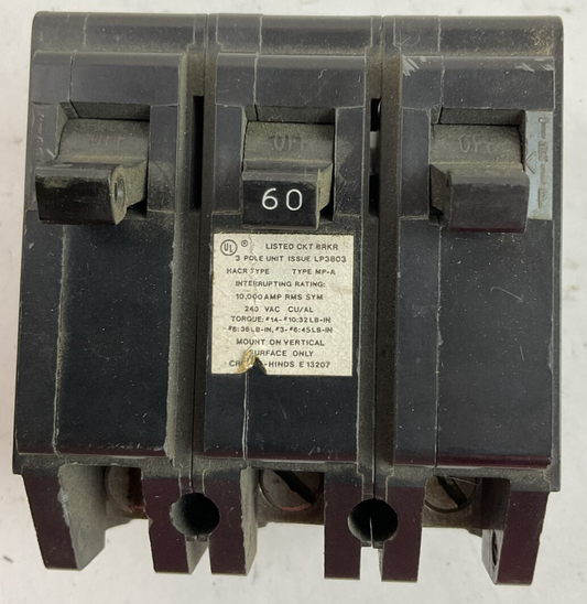 CROUSE-HINDS MP360 CIRCUIT BREAKER 60AMP 3POLE 240VAC