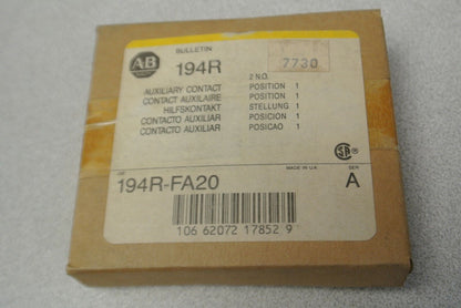 ALLEN-BRADLEY 194R-FA20, Ser. A / AUXILIARY CONTACT / 2 N.C. / NEW SURPLUS