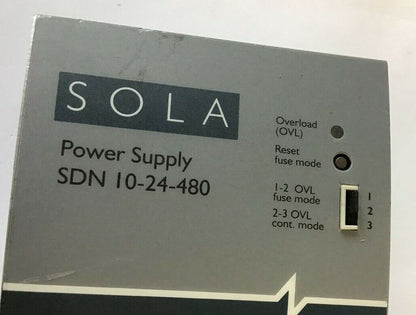 SOLA SDN 10-24-480 POWER SUPPLY 24VDC/10A 24-28V 0.8/0.7A 50-60HZ