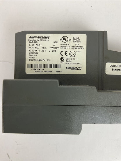 ALLEN BRADLEY 1734-AENT SER A REV01  F/W 2.003 ETHERNET/IP I/O ADAPTER