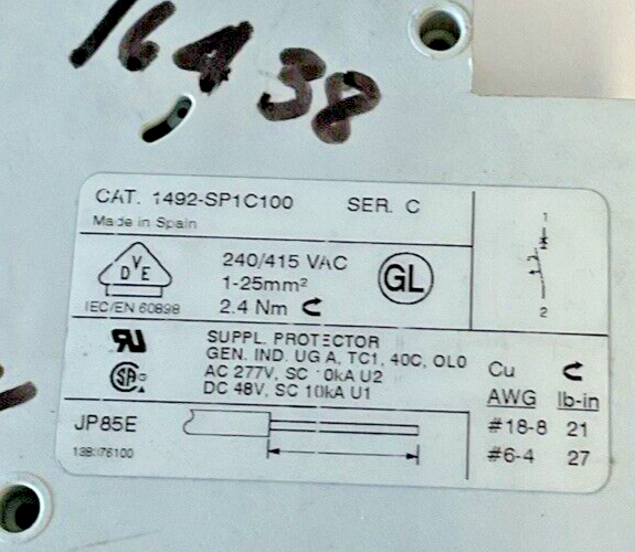 ALLEN BRADLEY 1492-SP1 (C020,B030,B040,C050,C100(2X) CIRCUIT BREAKER***LOTOF6***