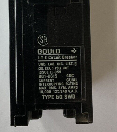 ITE/GOULD BQ1B015 CIRCUIT BREAKER 120/240VAC 1POLE ****LOTOF6****