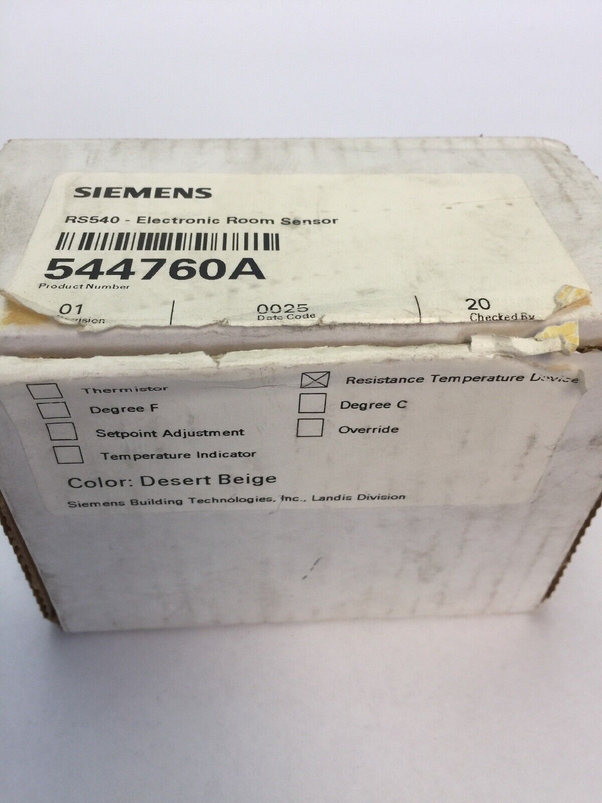 SIEMENS 544760A ELECTRONIC ROOM SENSOR RESISTANCE TEMPERATURE DEVICE