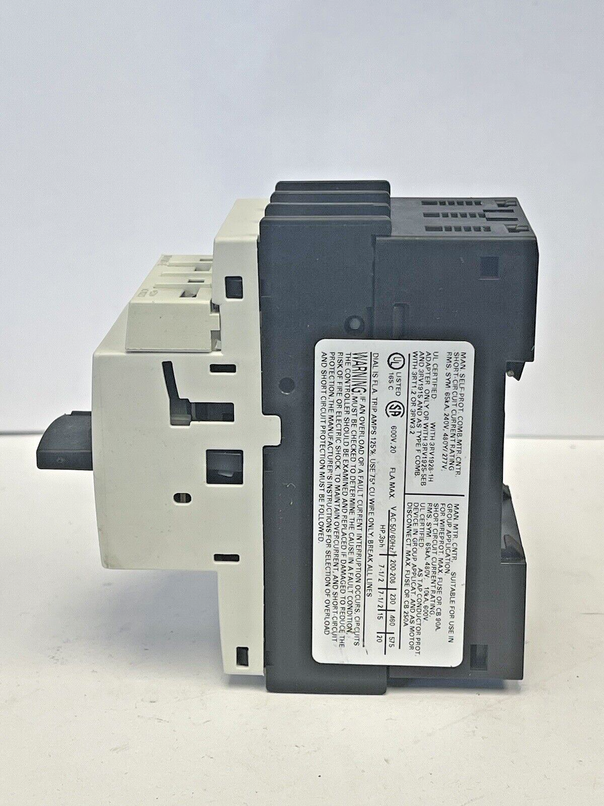 SIEMENS - 3RV1021-4BA15 - 3RV1901-1E-CIRCUIT BREAKER W/ SWITCH TRANSVERSE 14-20A