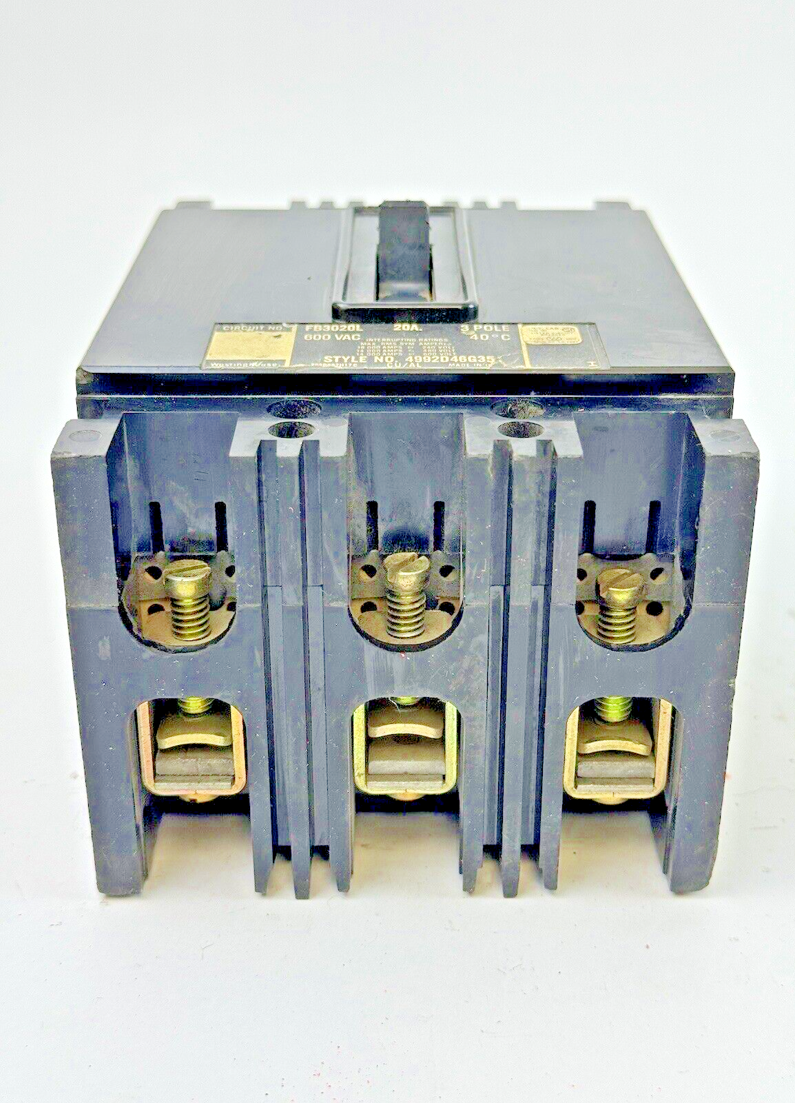 WESTINGHOUSE - FB3020L - MOLDED CIRCUIT BREAKER - 3 POLE/20A/600 VAC