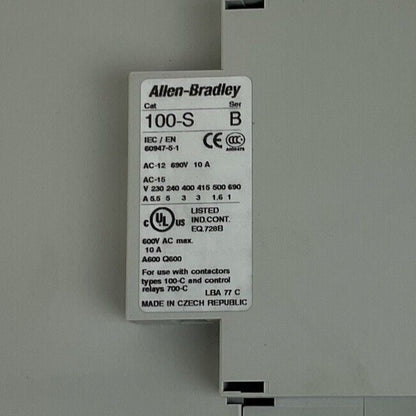 ALLEN BRADLEY 100-C72DJ10 CONTACTOR 24VDC SER.B 3POLE W/ 100-S AUX. CONTACT