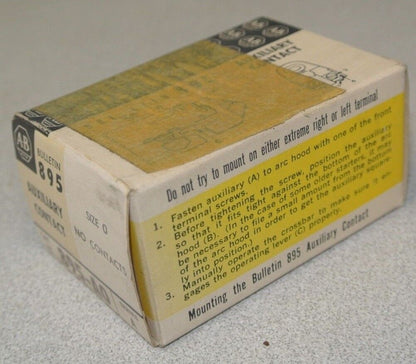 ALLEN-BRADLEY 895-A0 AUXILIARY CONTACT / SIZE 0 / N.O. CONTACTS / NEW SURPLUS