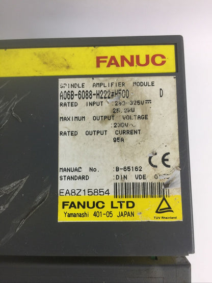 FANUC A06B-6088-H222#H500 SPINDLE AMPLIFIER MODULE INPUT 325VDC OUTPUT 230VAC