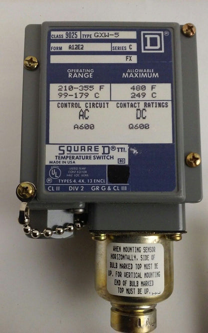 Square D 9025-GXW-5 Series C Temperature Switch (9025GXW5A12E2) (NEW IN BOX)