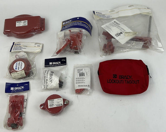 BRADY LOCK OUT TAG OUT KIT  PICTURES SHOW INCLUDED ITEMS. SEE DESC. FOR PART#'S