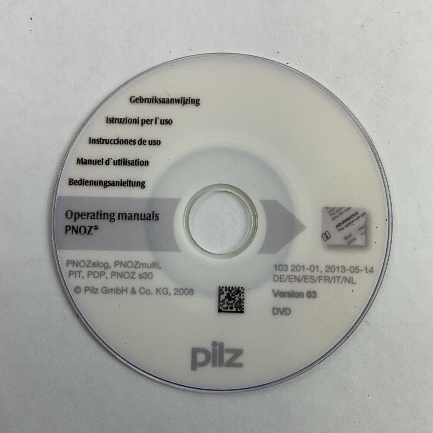 PILZ OPERATING MANUAL PNOZ DVD VERSION 63 103 201-01, 2013-05-14 DE/EN/ES/FR/IT/