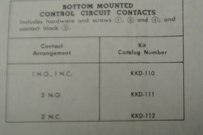 SYLVANIA / JOSLYN CLARK KKD-110 AUXILIARY CONTACT / 1 N.O. / 1 N.C.  NEW SURPLUS