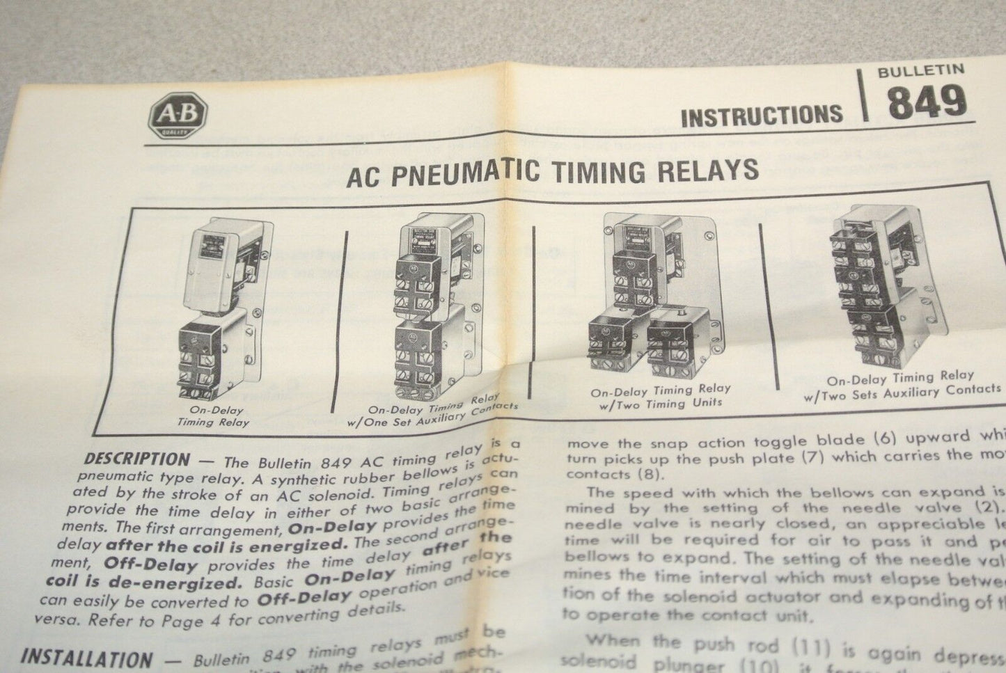 ALLEN-BRADLEY 849-ZOD323 PNEUMATIC TIMING RELAY / ON-DELAY / 120V - NEW SURPLUS
