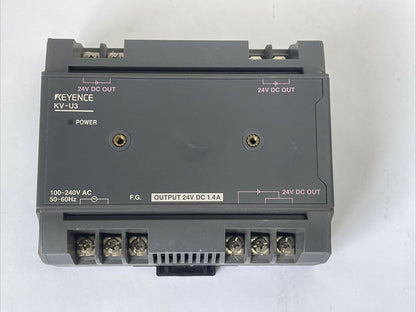 KEYENCE KV-U3 POWER SUPPLY INPUT 100-240VAC OUTPUT 24VDC 1.4A