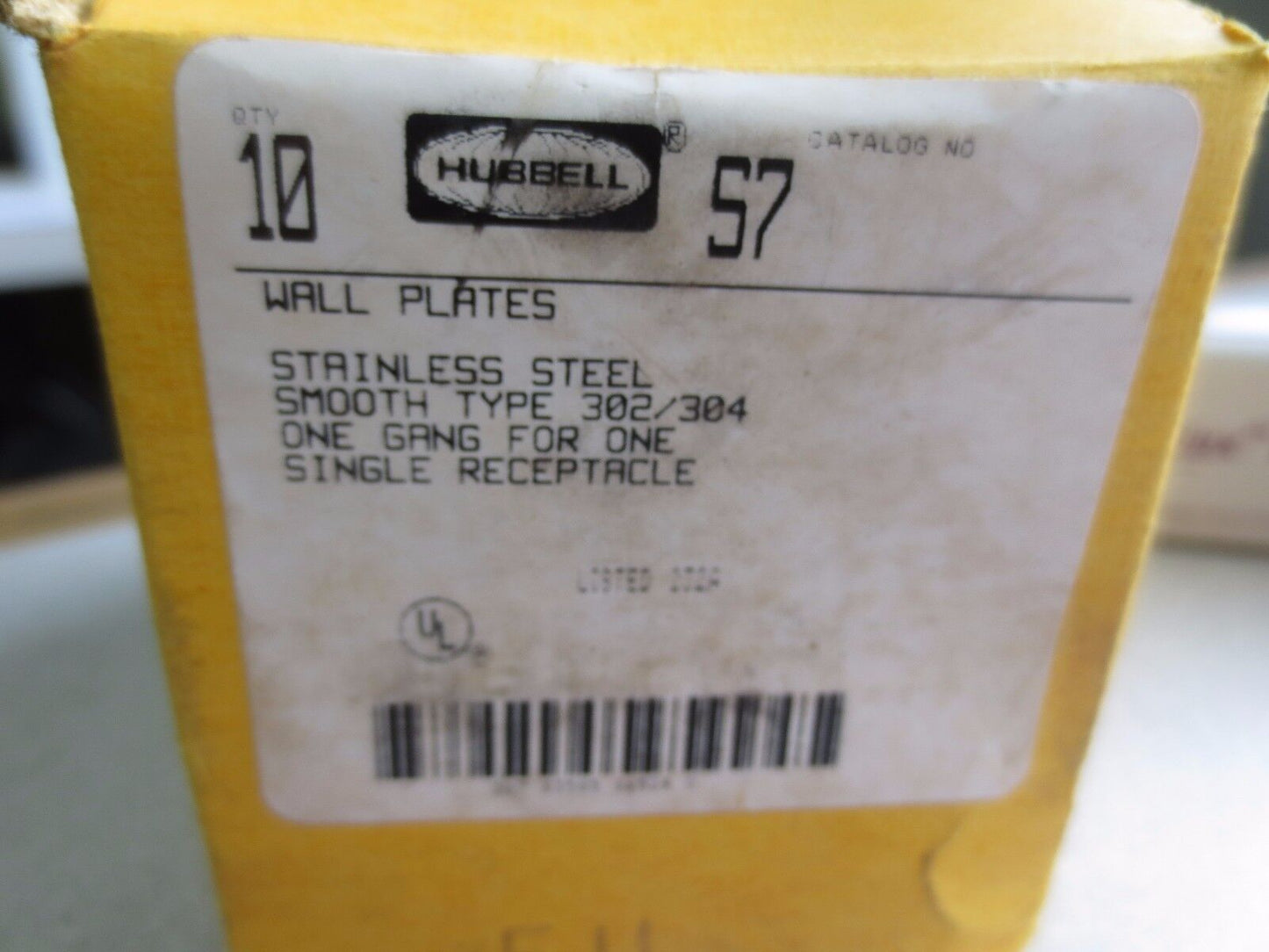 HUBBELL S7 WALL PLATE STAINLESS STEEL - ONE GANG - NEW SURPLUS - BOX of 10