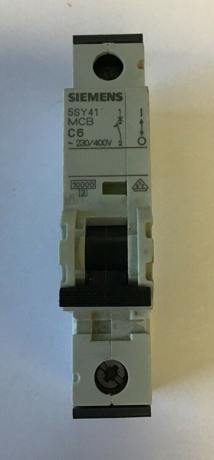 SIEMENS  5SY416-7  MCB C6, 6AMP 250VAC/400V  CIRCUIT BREAKER (LOT OF 5)