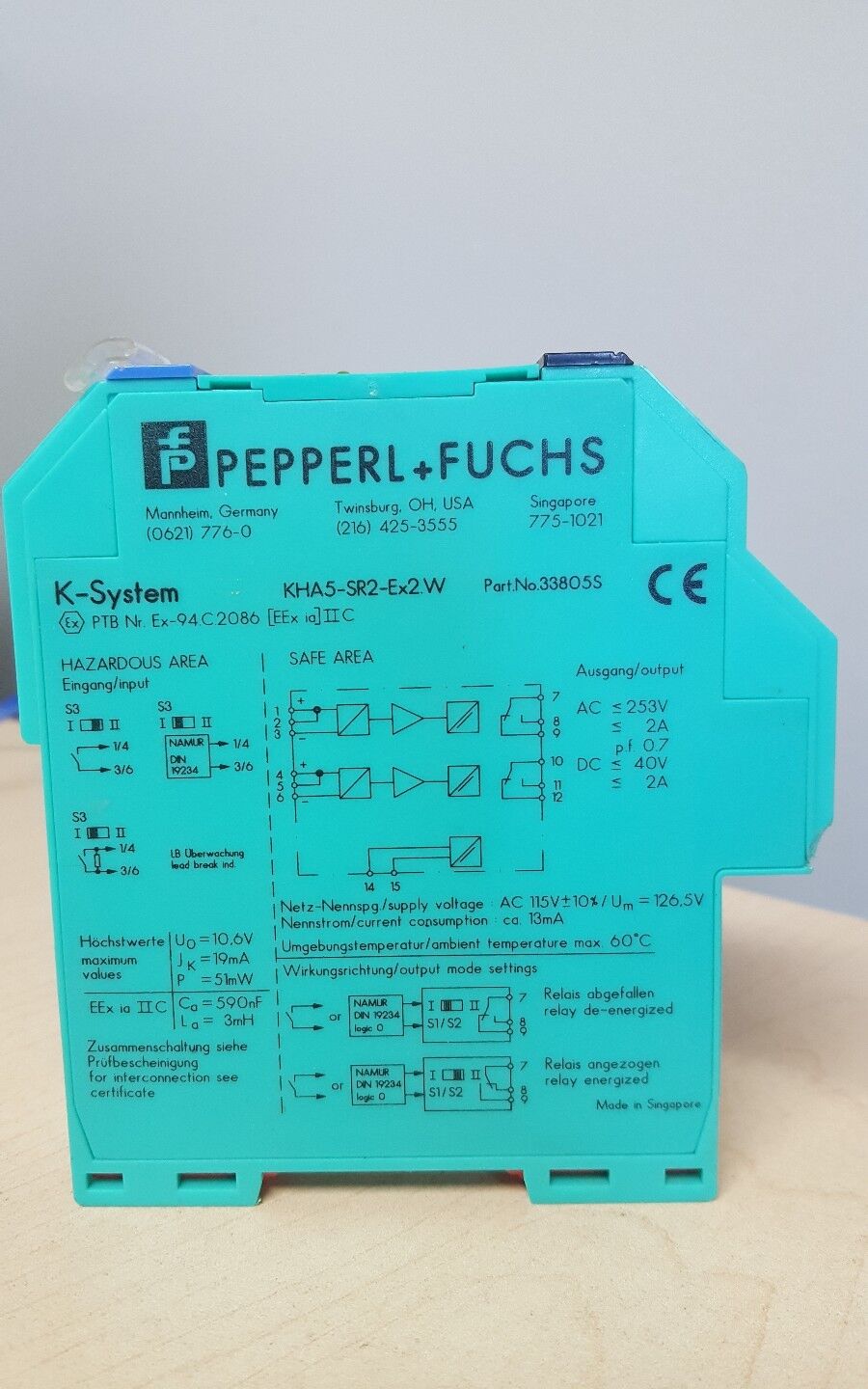 PEPPERL + FUCHS KHA5-SR2-EX2.W AMPLIFIER 110V ISOLATION SWITCHING