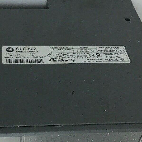 ALLEN BRADLEY 1746-P3 POWER SUPPLY SER.A  W/ 1746-A10 10 SLOT RACK