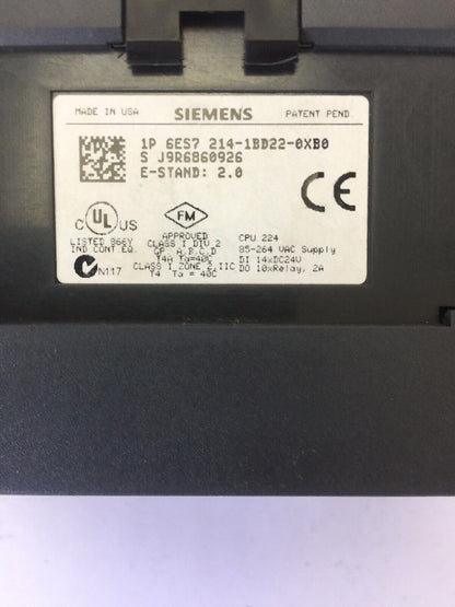 SIEMENS 6ES7-214-1BD22-0XB0 85-264VAC 14XDC24V 10XRELAY, 2A