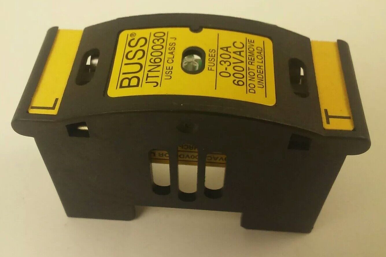 BUSS JTN60030 FUSE HOLDER 0-30AMP 600VAC, WITH BUSS LPJ-10SP LOW PEAK FUSE