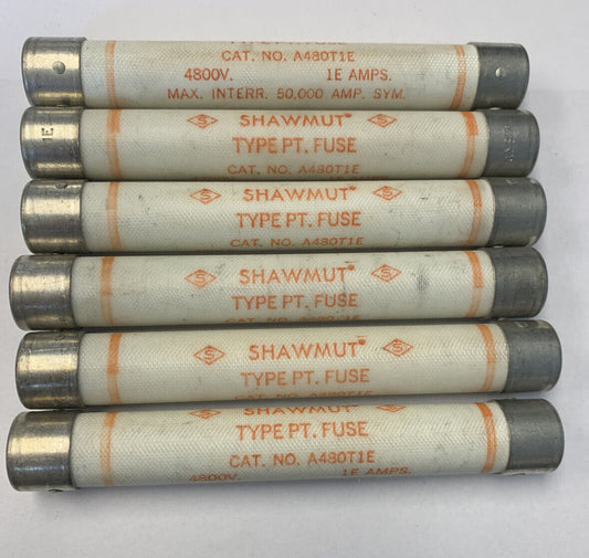 Shawmut A480T1E Type PT 1E Amp 4.8kV Fuse "Lot of 6"