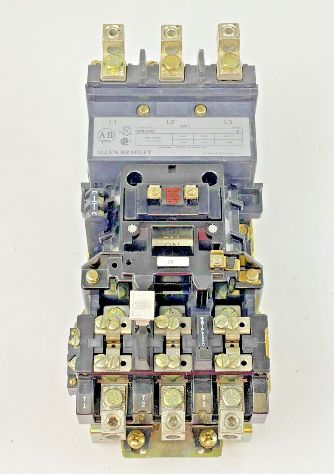ALLEN BRADLEY -509-DOD SER. A- MOTOR STARTER - 90 AMP, 3-5 POLE, NEMA SIZE 3