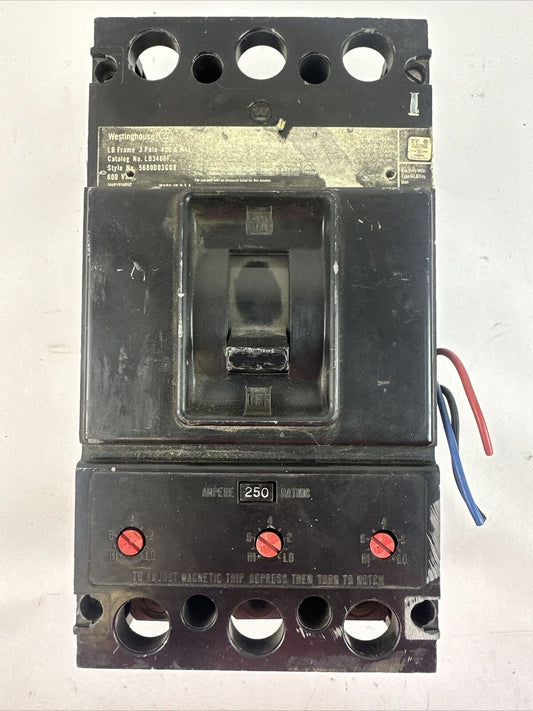 WESTINGHOUSE LB3400F 600VAC 3P 400A CIRCUIT BREAKER FRAME 250A TRIP UNIT W/SHUNT