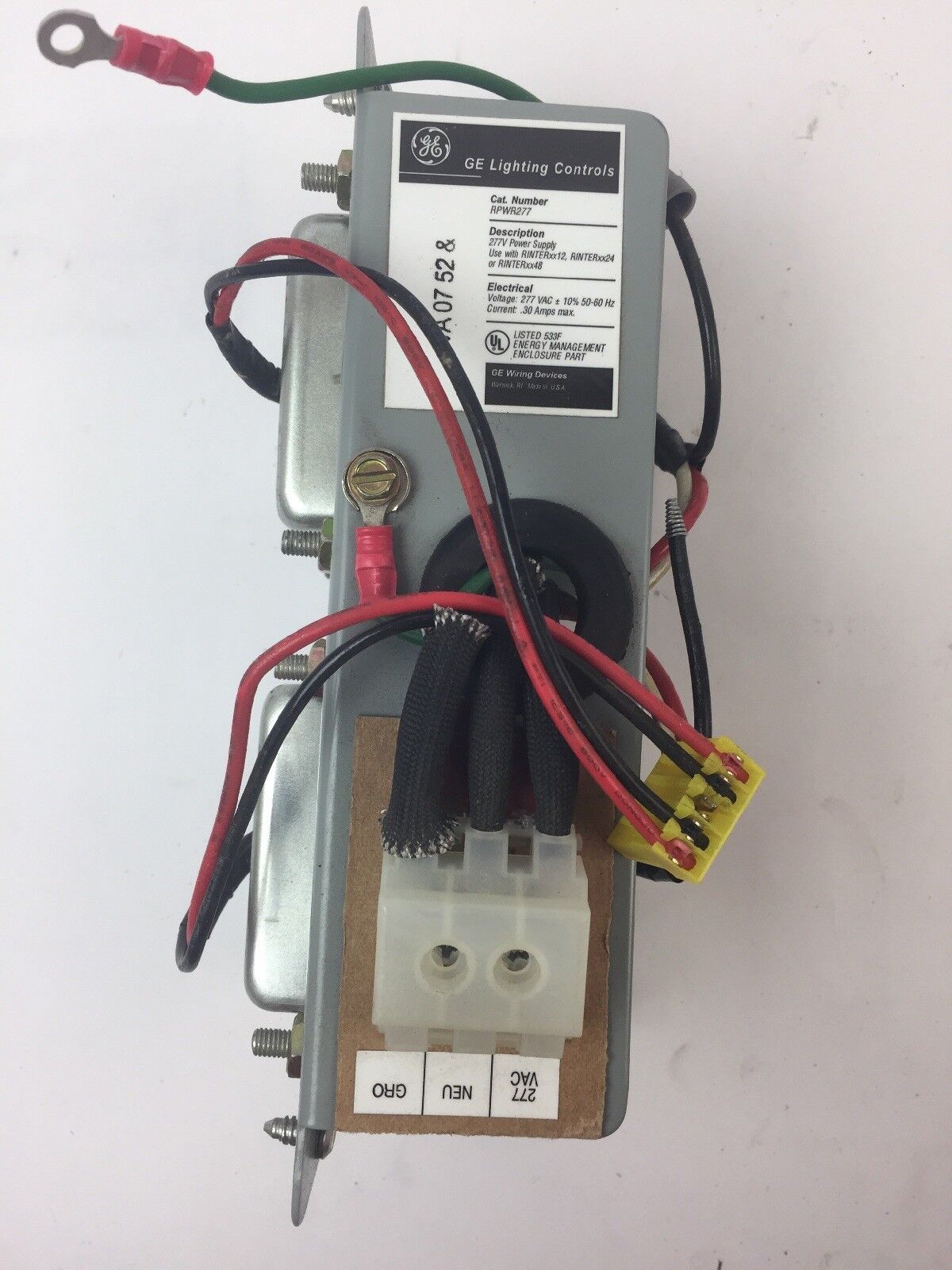 GE RPWR277 TOTAL LIGHTNING CONTROL 277VAC 0.3A POWER SUPPLY USE WITH RINTERxx12,