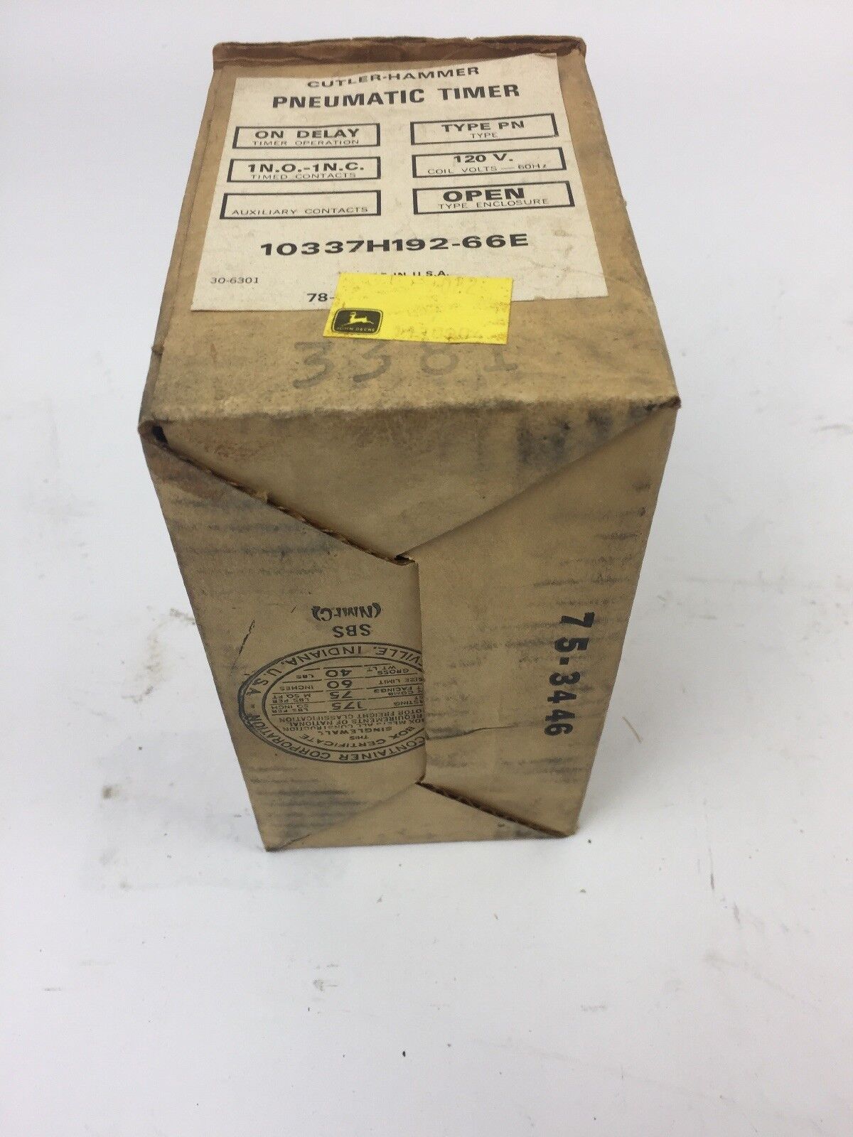 CUTLER HAMMER 10337H192-66E PNEUMATIC TIMER COIL 120V 60HZ TYPE PN