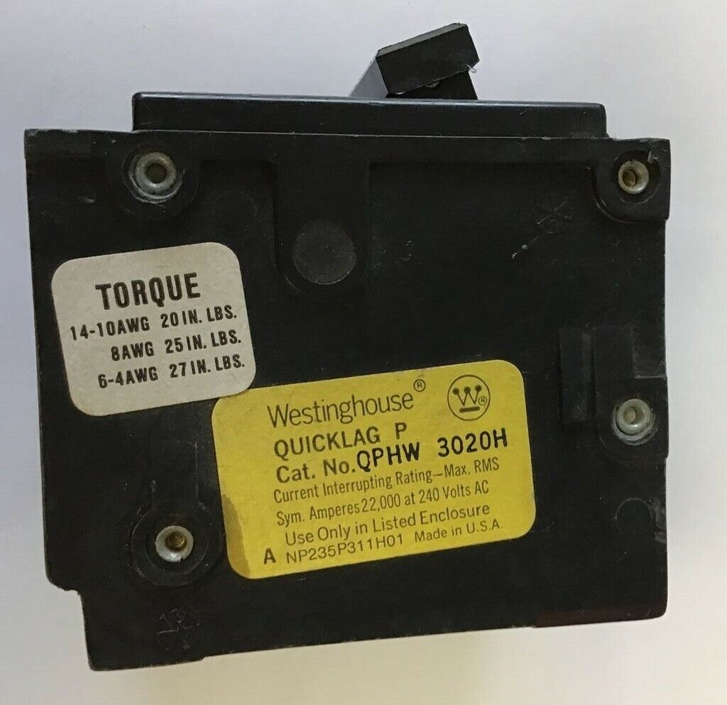 WESTINGHOUSE QPHW3020H CIRCUIT BREAKER 240VAC 3POLE