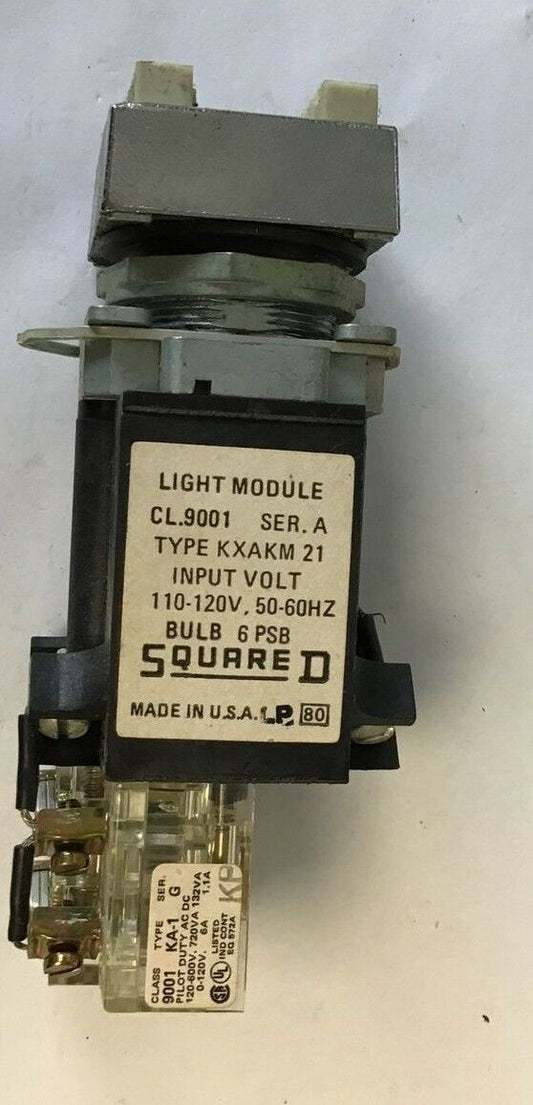 SQUARE D 9001KXAKM21 LIGHT MODULE SER.A W/ PUSH BUTTON 120V 60HZ 9001KA-1 SER.G