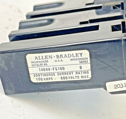 ALLEN BRADLEY-1494V-DS100 SER. B-DISCONNECT SWITCH-1494V-FS100 BLOCK **SEE COND.