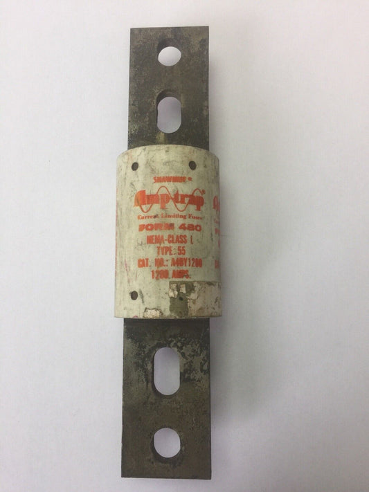 SHAWMUT A4BY1200 AMP-TRAP CURRENT LIMITING FORM 480 TYPE 55 FUSE 600VAC CLASS L
