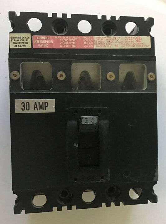 SQUARE D FHL 36030-V CIRCUIT BREAKER 600VAC 30AMP