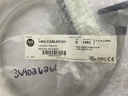 ALLEN BRADLEY 1492-CABLE010Y SER E 1.0M PRE-WIRED CABLE FOR 1756 DIGITAL I/O