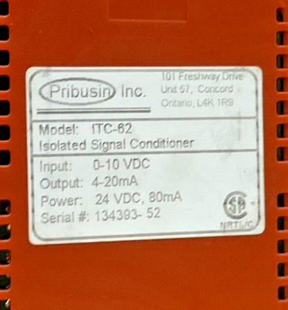 PRIBUSIN ITC-62 ISOLATED SIGNAL CONDITIONER 24VDC 80MA