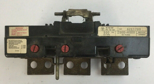 WESTINGHOUSE 62E1780 AB TRIP UNIT 3POLE 800AMP 2000-4000 INST TRIP AMPS
