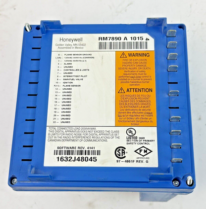 HONEYWELL - RM7890 A 1015 - ULTRAVIOLET FLAME AMPLIFIER - BURNER CONTROL -DESCR.