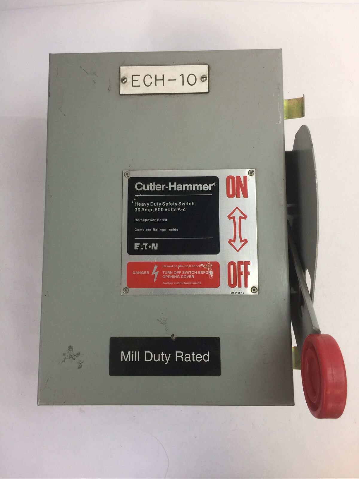 CUTLER HAMMER DH361UDK-GCL SER B SAFETY SWITCH 600VAC 250VDC 30A 3P 30HP 12(3R)