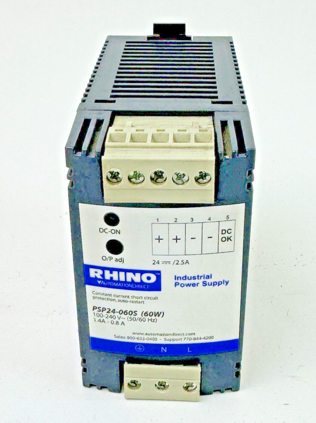 RHINO / AUTOMATION DIRECT - PSP24-060S - INDUSTRIAL POWER SUPPLY - 60W, 240 VAC