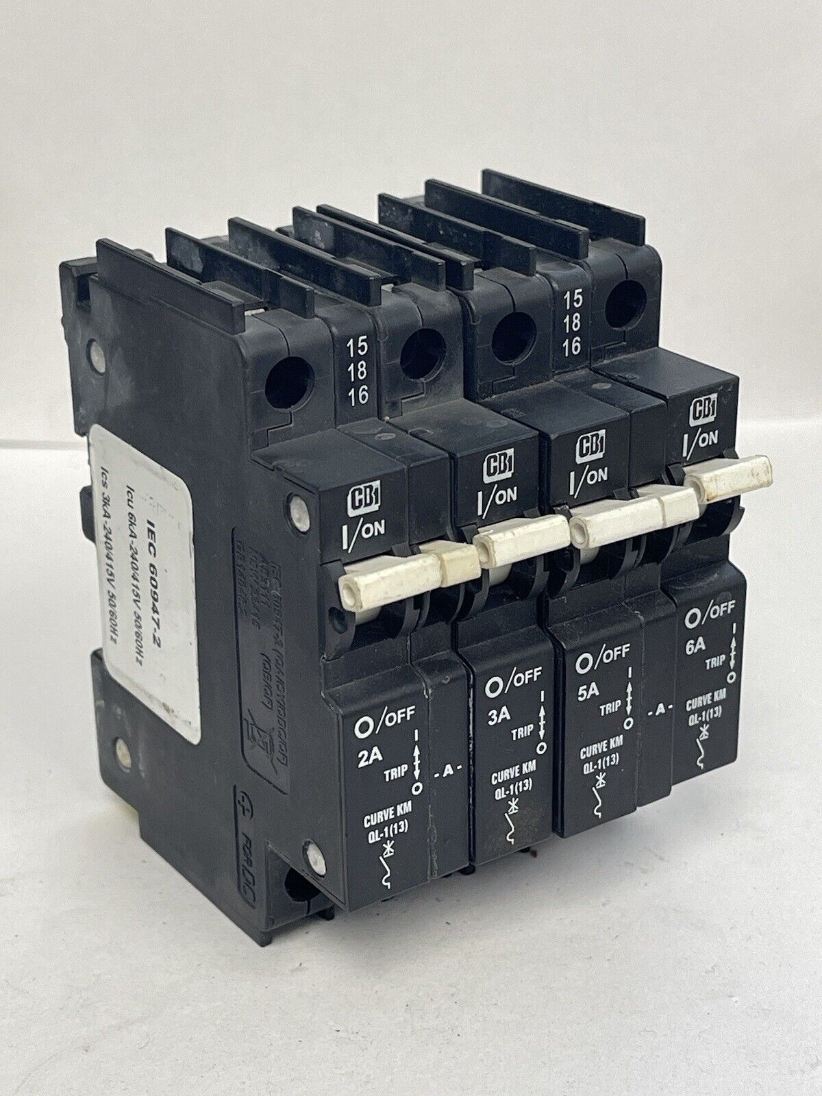 CB *LOT OF 4* - IEC 60947-2 - 1P CIRCUIT BREAKERS - 2A & 5A (W/D9-3816), 3A, 6A