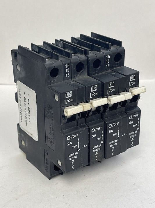 CB *LOT OF 4* - IEC 60947-2 - 1P CIRCUIT BREAKERS - 2A & 5A (W/D9-3816), 3A, 6A